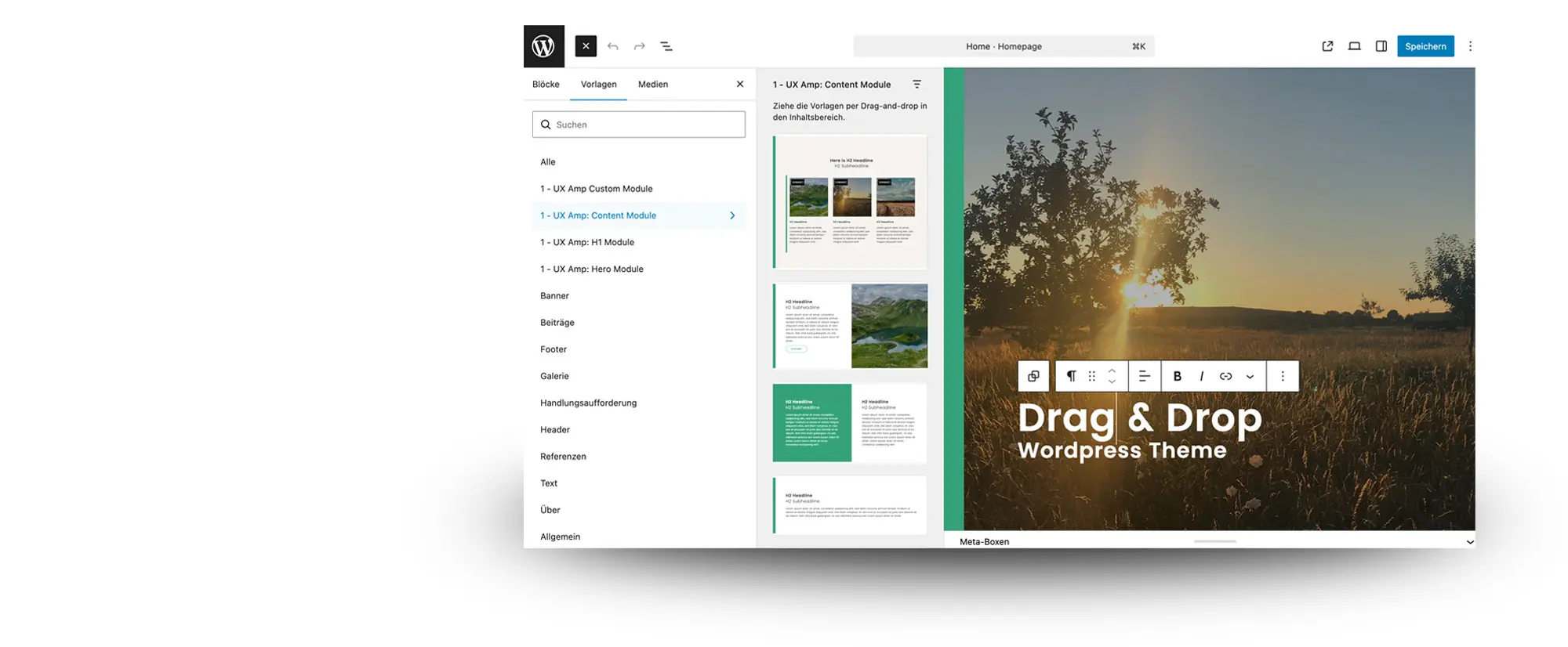 WordPress StarterKit Drag and Drop und Inline Editing